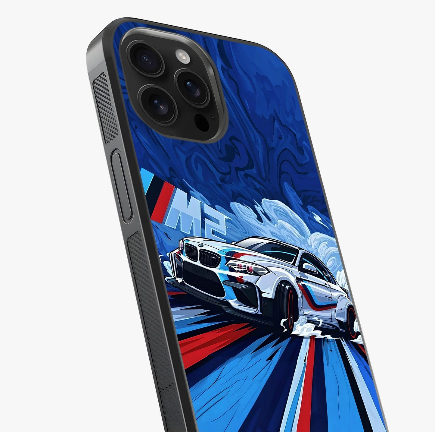 Drift Power Rush Glass Case captured at a warm angle highlighting gloss, texture and premium glass finish.