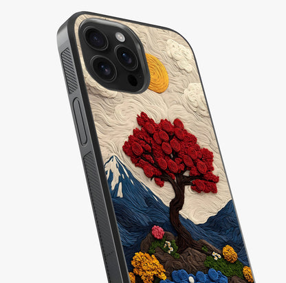 Eternal Nature Tapestry Glass Case captured at a warm angle highlighting gloss, texture and premium glass finish.