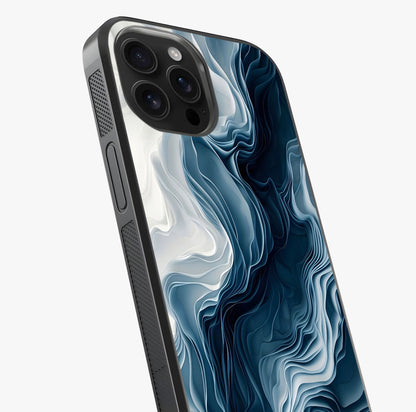 Ethereal Paper Marble Glass Case captured at a warm angle highlighting gloss, texture and premium glass finish.