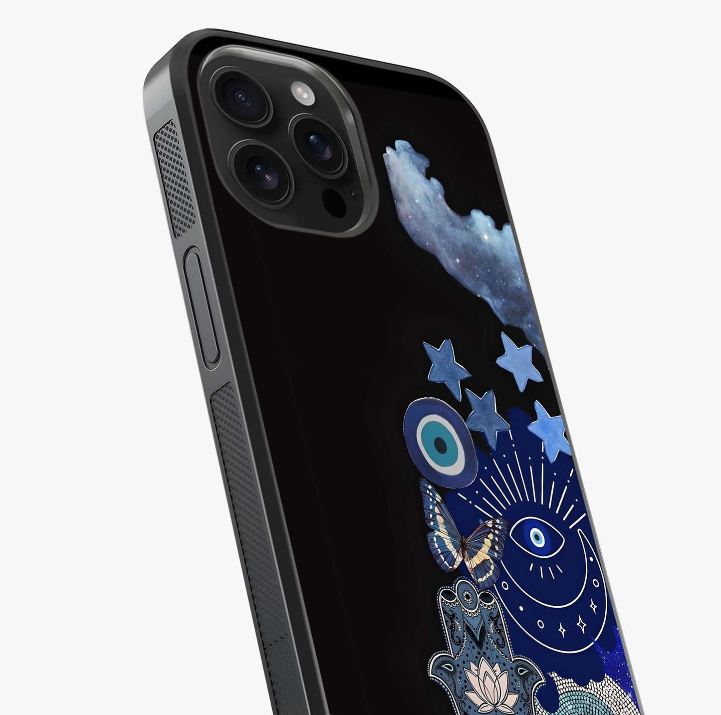 Galactic Charm Cluster Glass Case captured at a warm angle highlighting gloss, texture and premium glass finish.