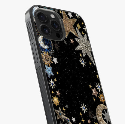 Galactic Jewel Stars Glass Case captured at a warm angle highlighting gloss, texture and premium glass finish.