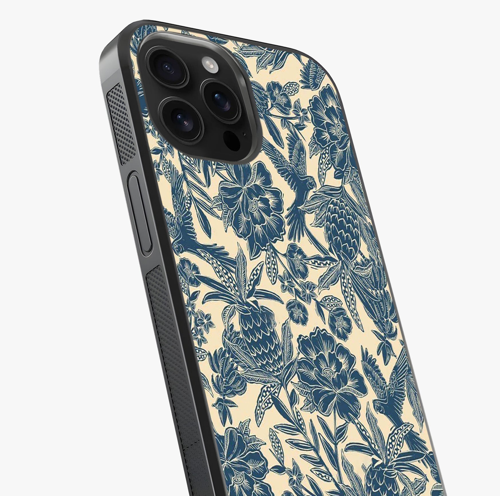 Heirloom Wild Bloom Glass Case captured at a warm angle highlighting gloss, texture and premium glass finish.