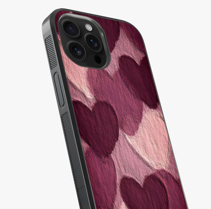 Layered Paper Hearts Glass Case captured at a warm angle highlighting gloss, texture and premium glass finish.