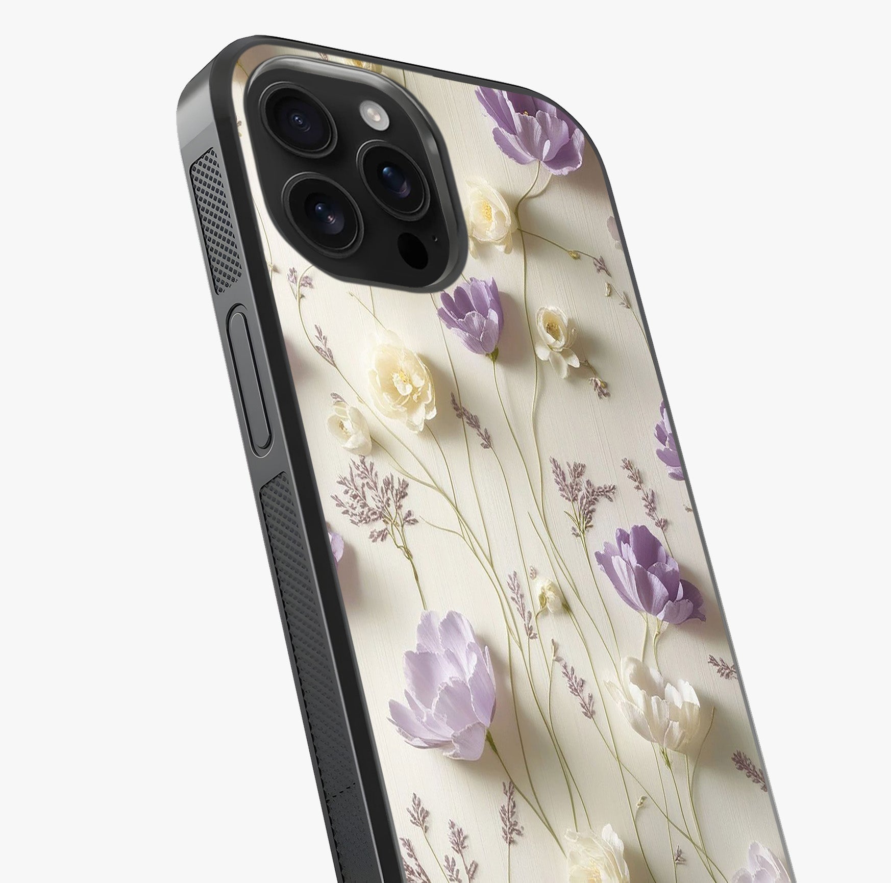 Lilac Breeze Harmony Glass Case captured at a warm angle highlighting gloss, texture and premium glass finish.