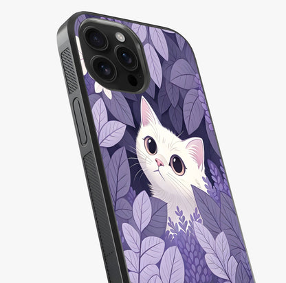 Lilac Hide Peek Cat Glass Case captured at a warm angle highlighting gloss, texture and premium glass finish.