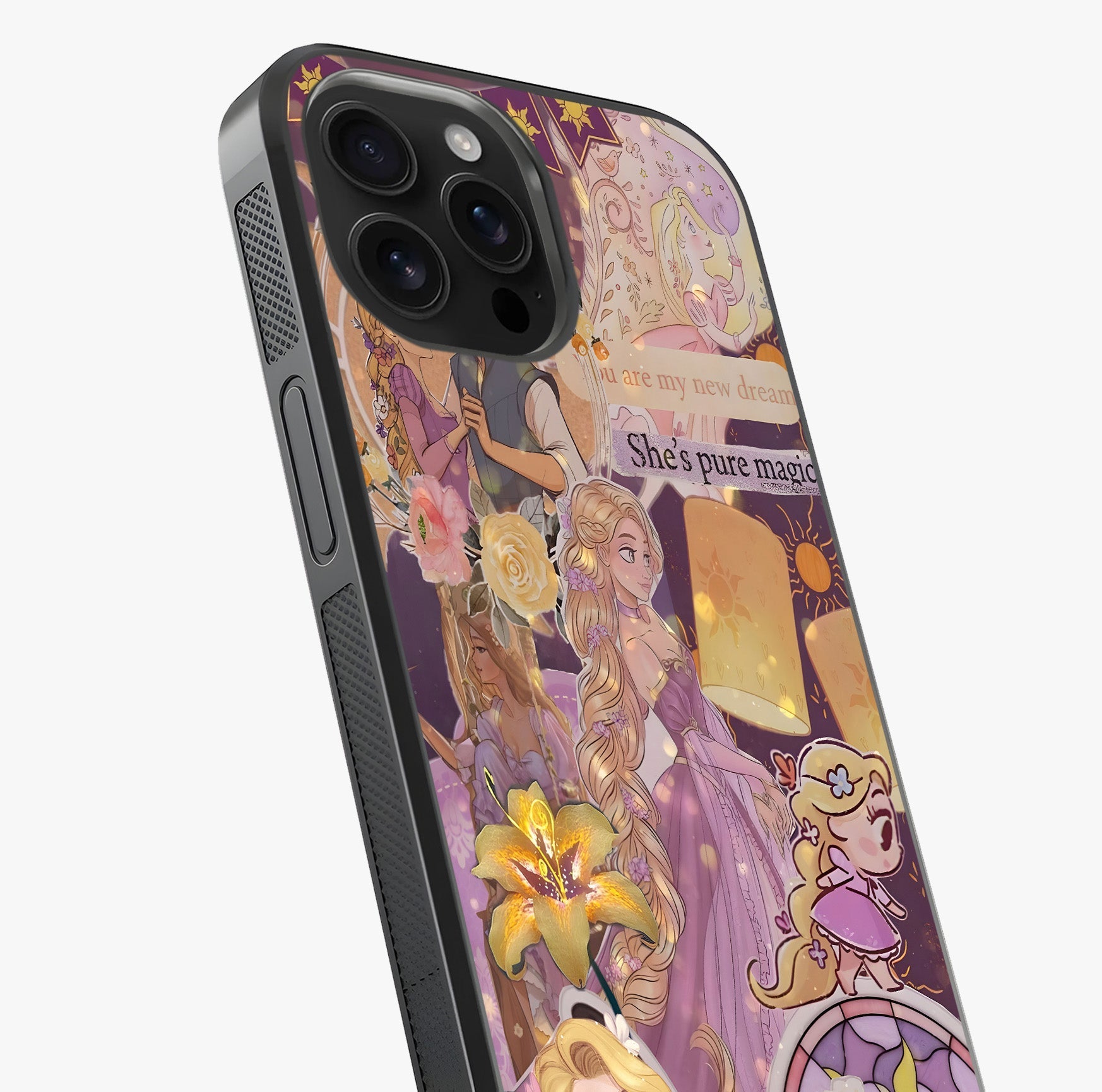 Magical Tangled Dream Glass Case captured at a warm angle highlighting gloss, texture and premium glass finish.