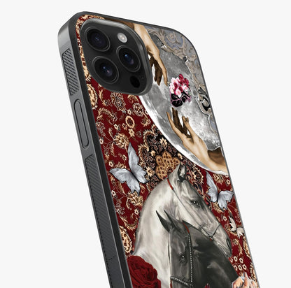 Moonlit Royal Stallion Glass Case captured at a warm angle highlighting gloss, texture and premium glass finish.