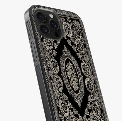 Noir Bloom Elegance Glass Case captured at a warm angle highlighting gloss, texture and premium glass finish.