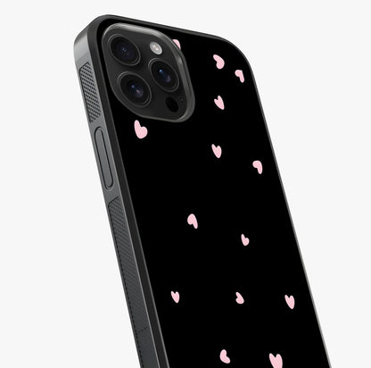 Pink Love Drops Glass Case captured at a warm angle highlighting gloss, texture and premium glass finish.