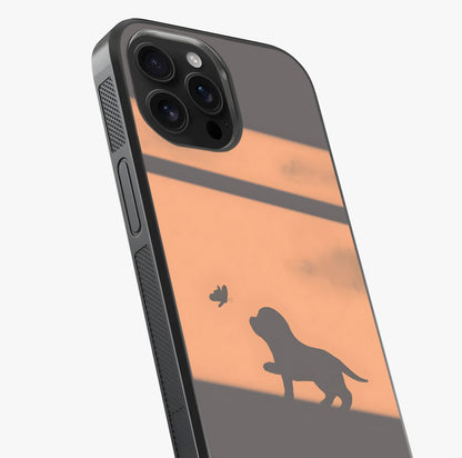 Puppy Shadow Art Glass Case captured at a warm angle highlighting gloss, texture and premium glass finish.