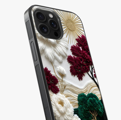 Radiant Bloom Elegance Glass Case captured at a warm angle highlighting gloss, texture and premium glass finish.