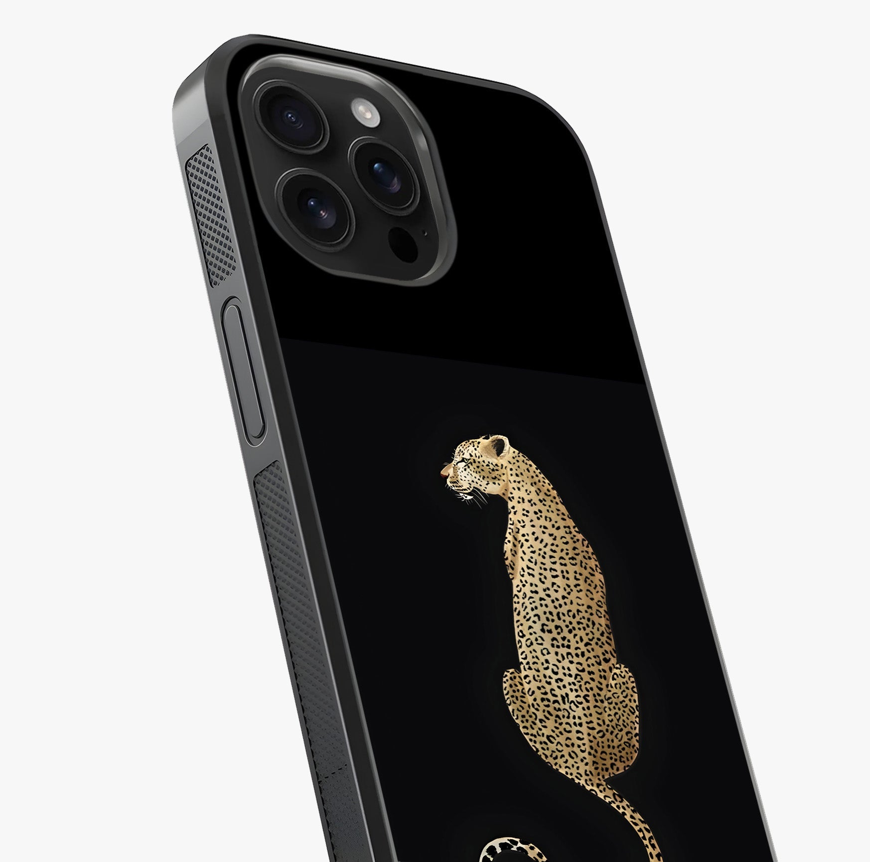 Regal Leopard Glass Case captured at a warm angle highlighting gloss, texture and premium glass finish.
