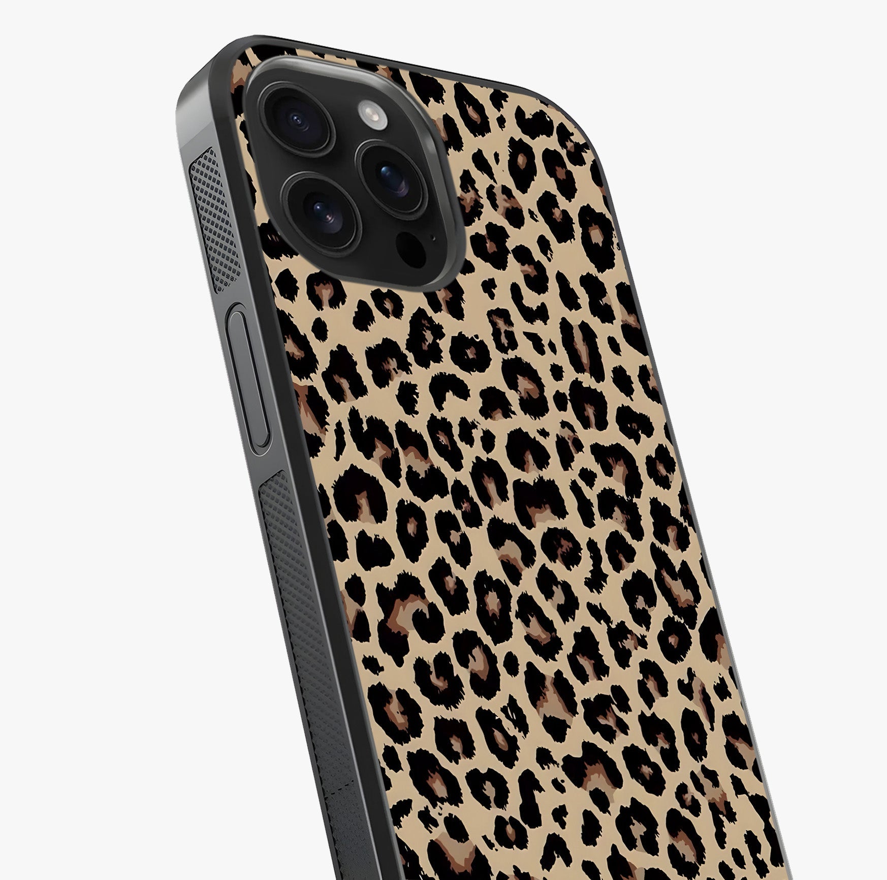 Savage Chic Pattern Glass Case captured at a warm angle highlighting gloss, texture and premium glass finish.