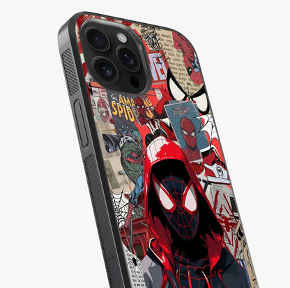 Spider Collage Street Glass Case captured at a warm angle highlighting gloss, texture and premium glass finish.