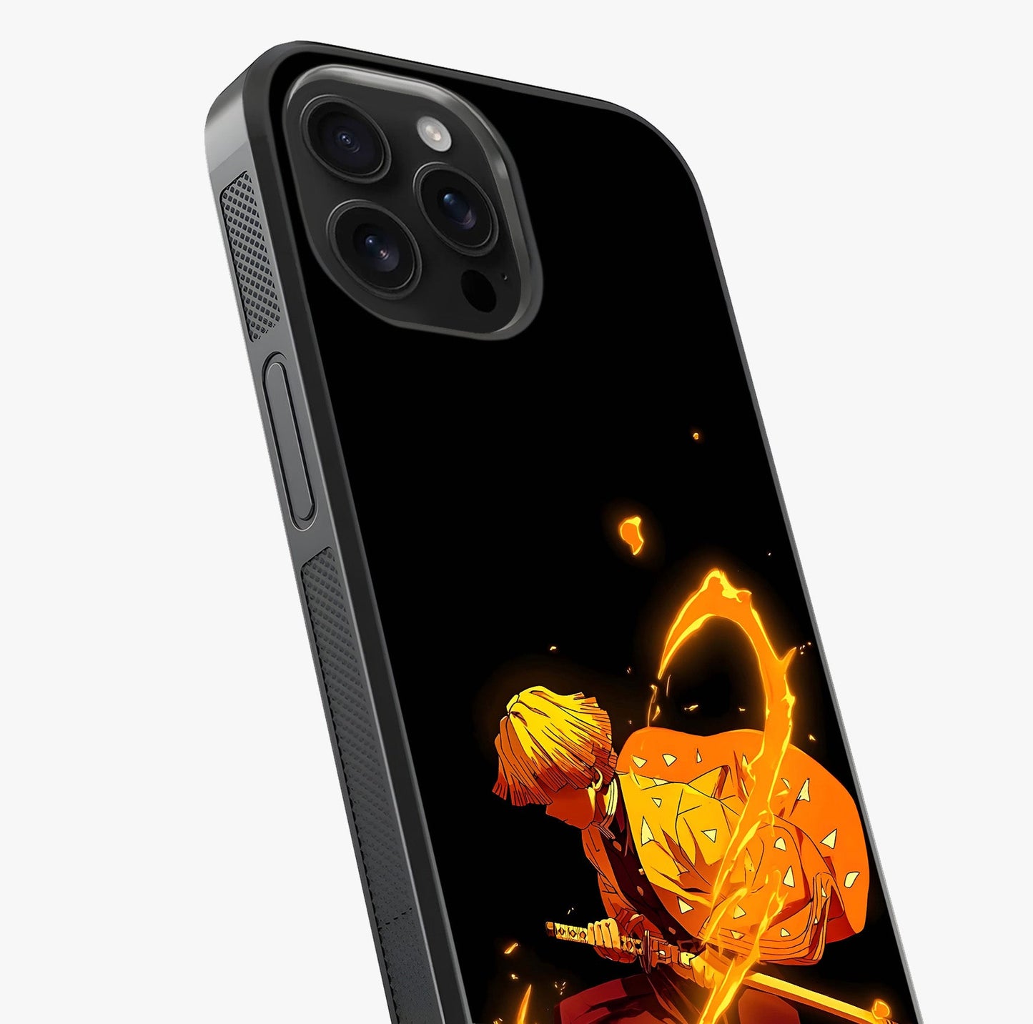 Thunder Flame Execution Glass Case captured at a warm angle highlighting gloss, texture and premium glass finish.