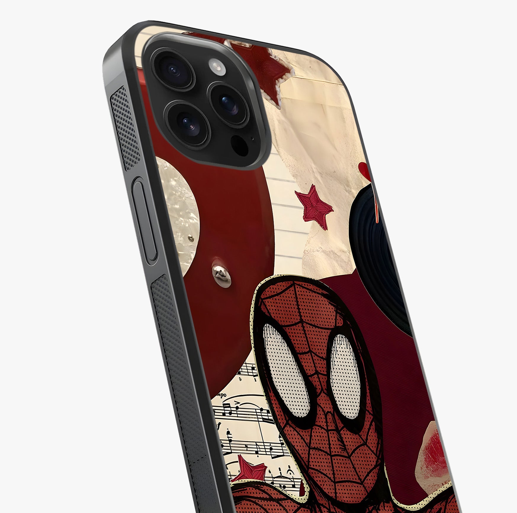 Web Warrior Vibes Glass Case captured at a warm angle highlighting gloss, texture and premium glass finish.