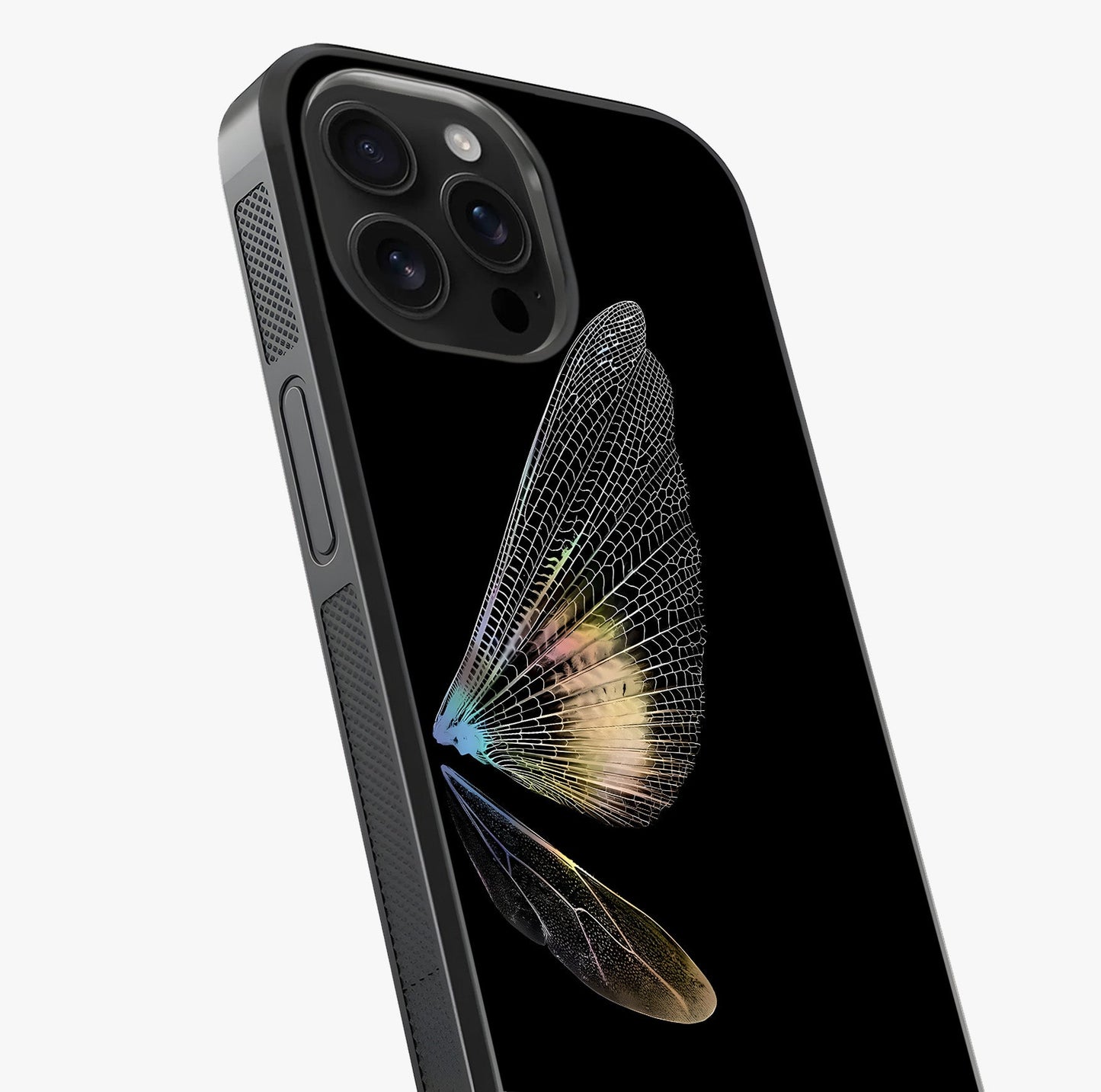 Whispers Of Wings Glass Case captured at a warm angle highlighting gloss, texture and premium glass finish.