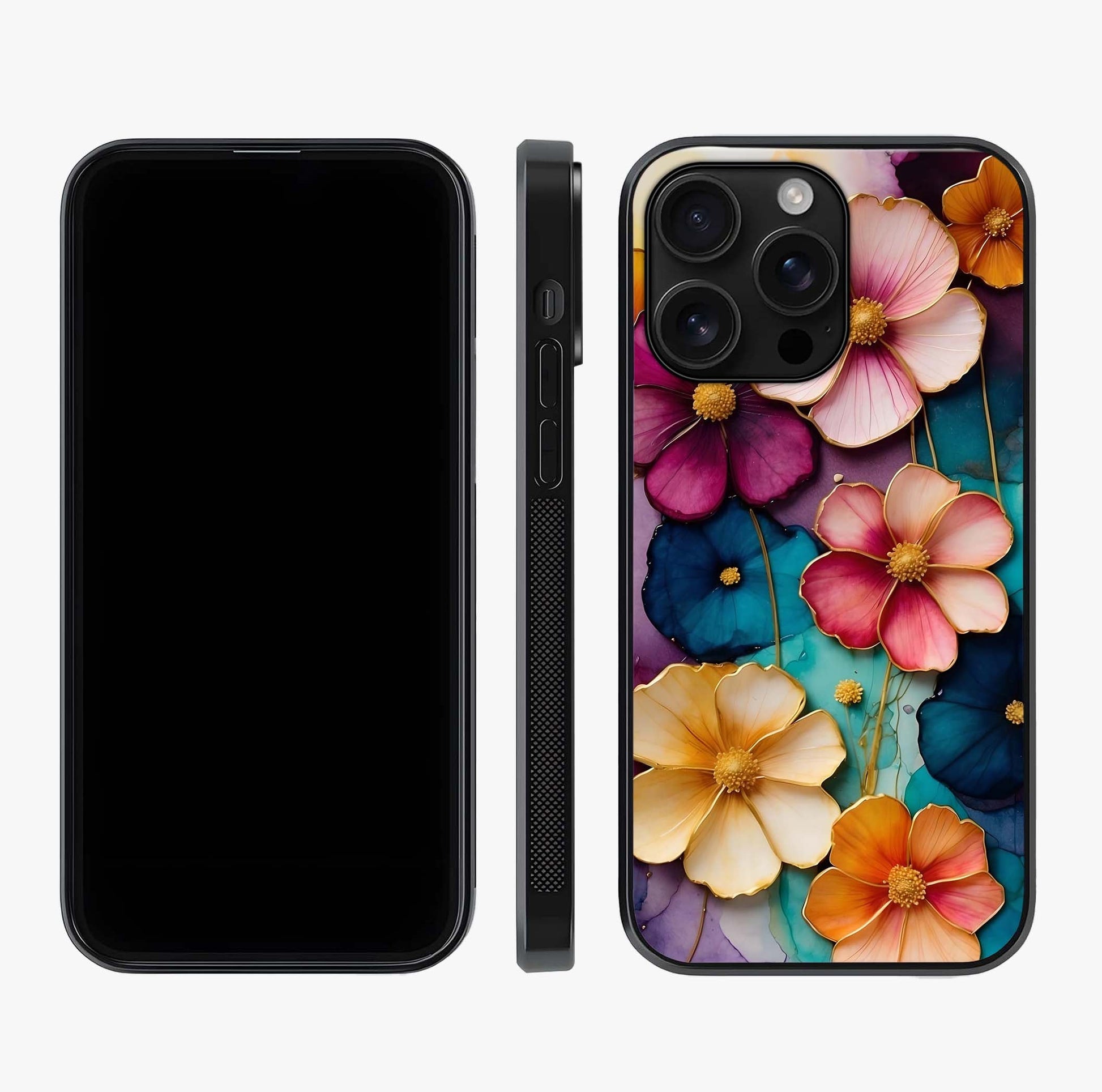 Artlyn Grace Flower Pattern Glass Case displayed upright for full design visibility and premium finish.