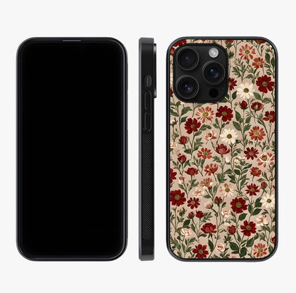 Biege Flower With Leaf Glass Case displayed upright for full design visibility and premium finish.