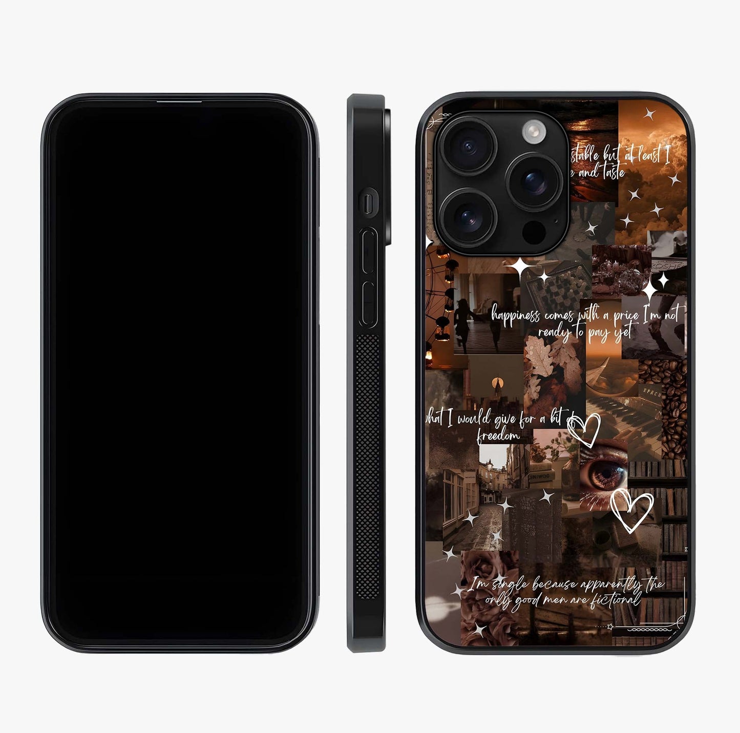 Bittersweet Aesthetic Chaos Glass Case displayed upright for full design visibility and premium finish.
