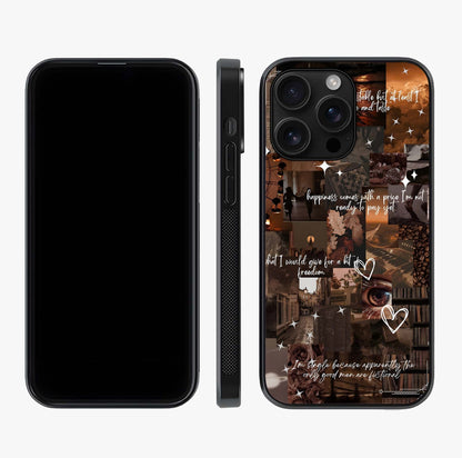 Bittersweet Aesthetic Chaos Glass Case displayed upright for full design visibility and premium finish.