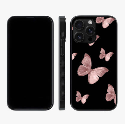 Butterfly Pattern Glass Case displayed upright for full design visibility and premium finish.
