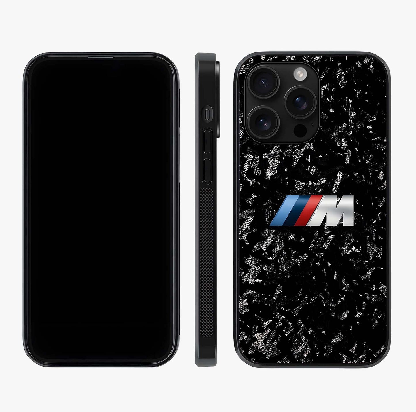 Carbon Speed Mark Glass Case displayed upright for full design visibility and premium finish.