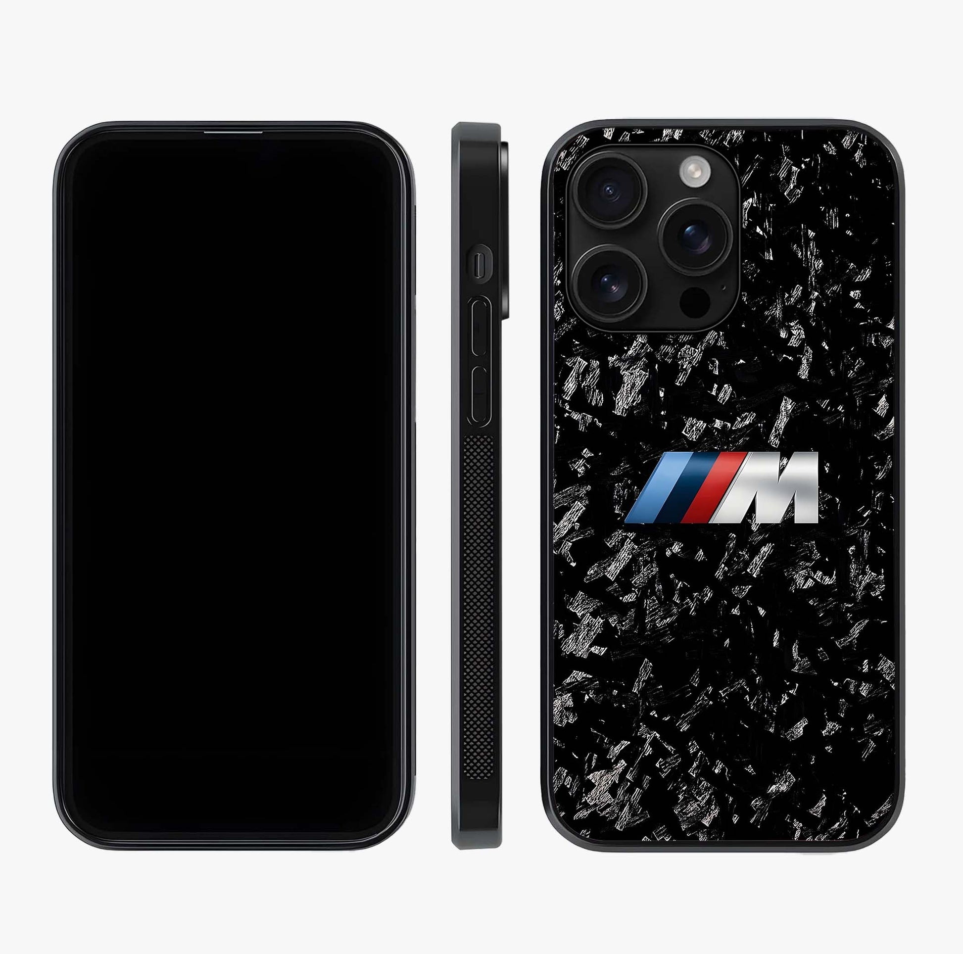 Carbon Speed Mark Glass Case displayed upright for full design visibility and premium finish.