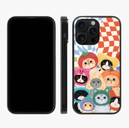 Cats In Fruits Glass Case displayed upright for full design visibility and premium finish.