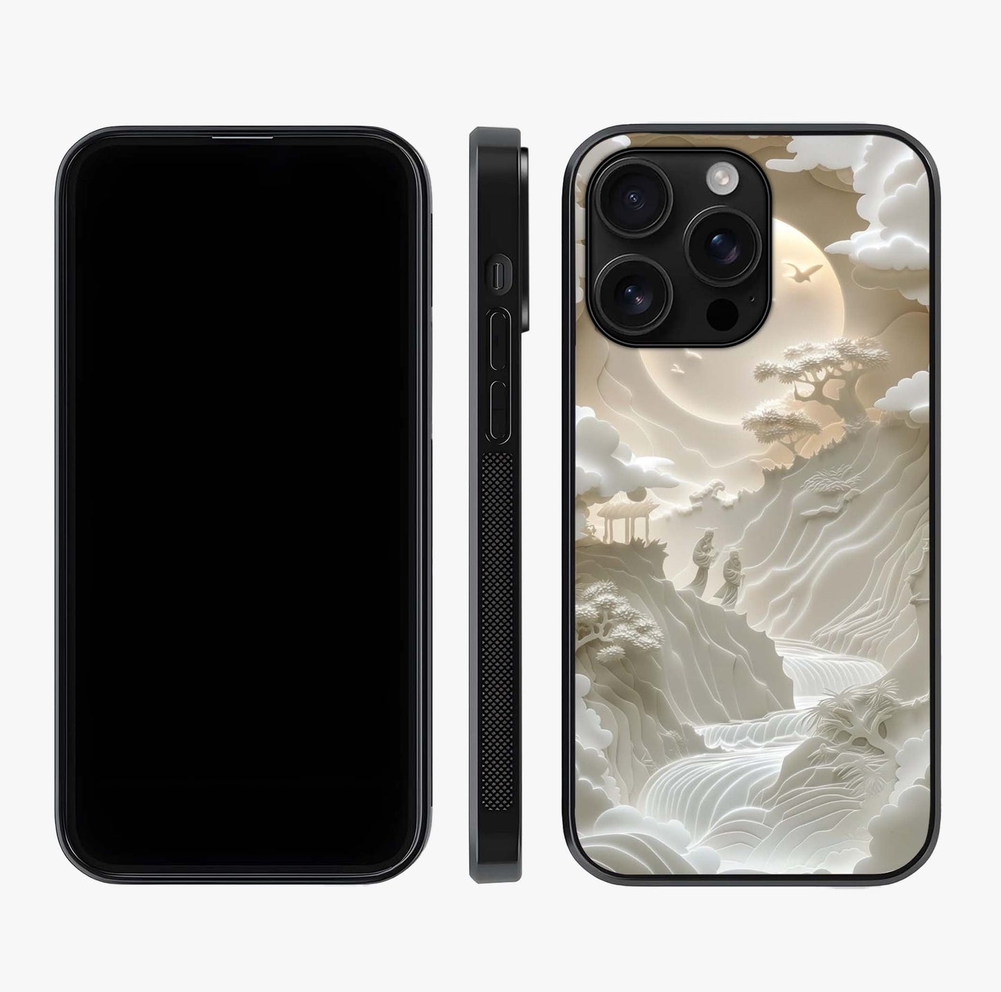 Celestial Origami Glass Case displayed upright for full design visibility and premium finish.