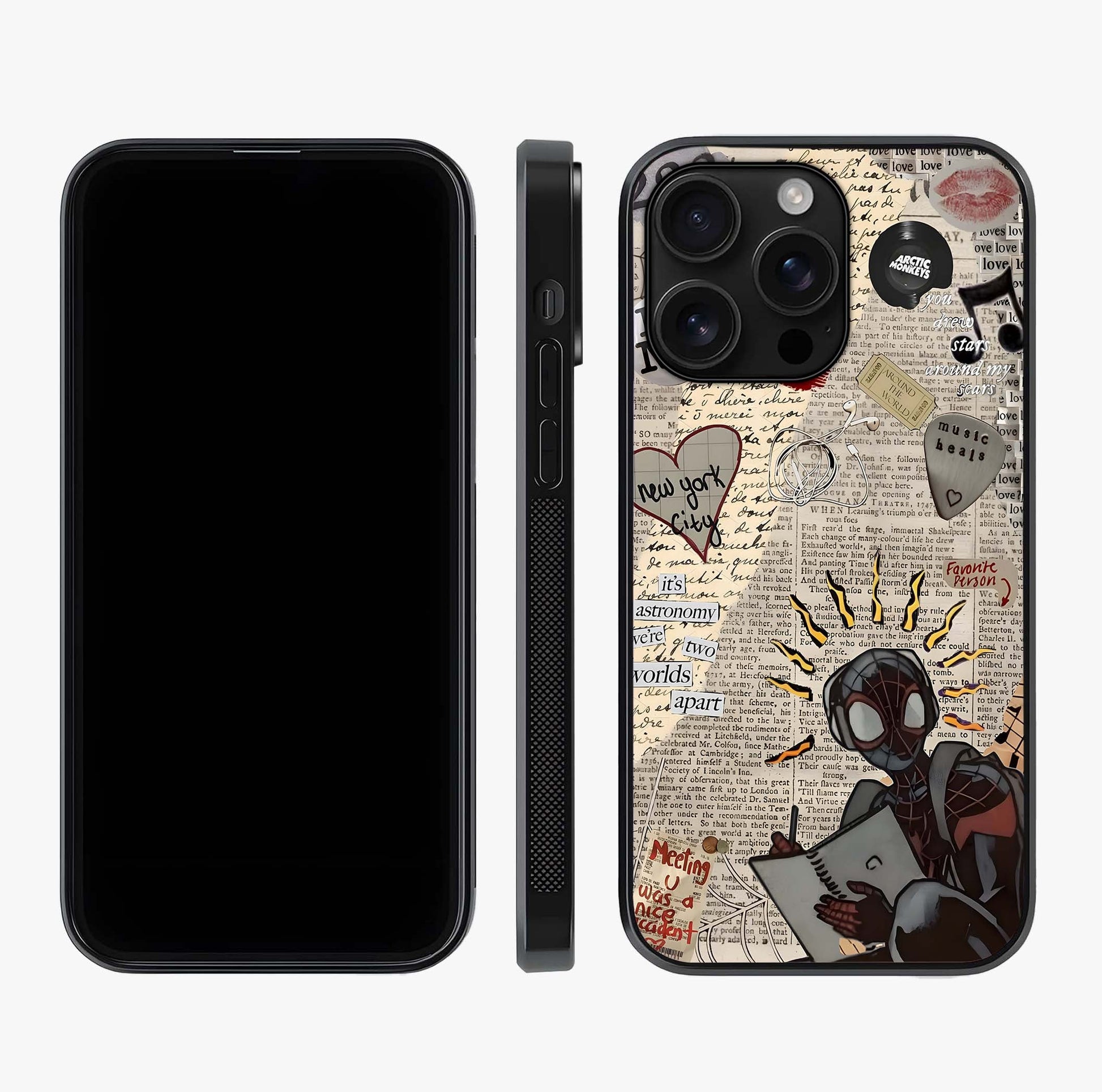City Dream Sketch Glass Case displayed upright for full design visibility and premium finish.