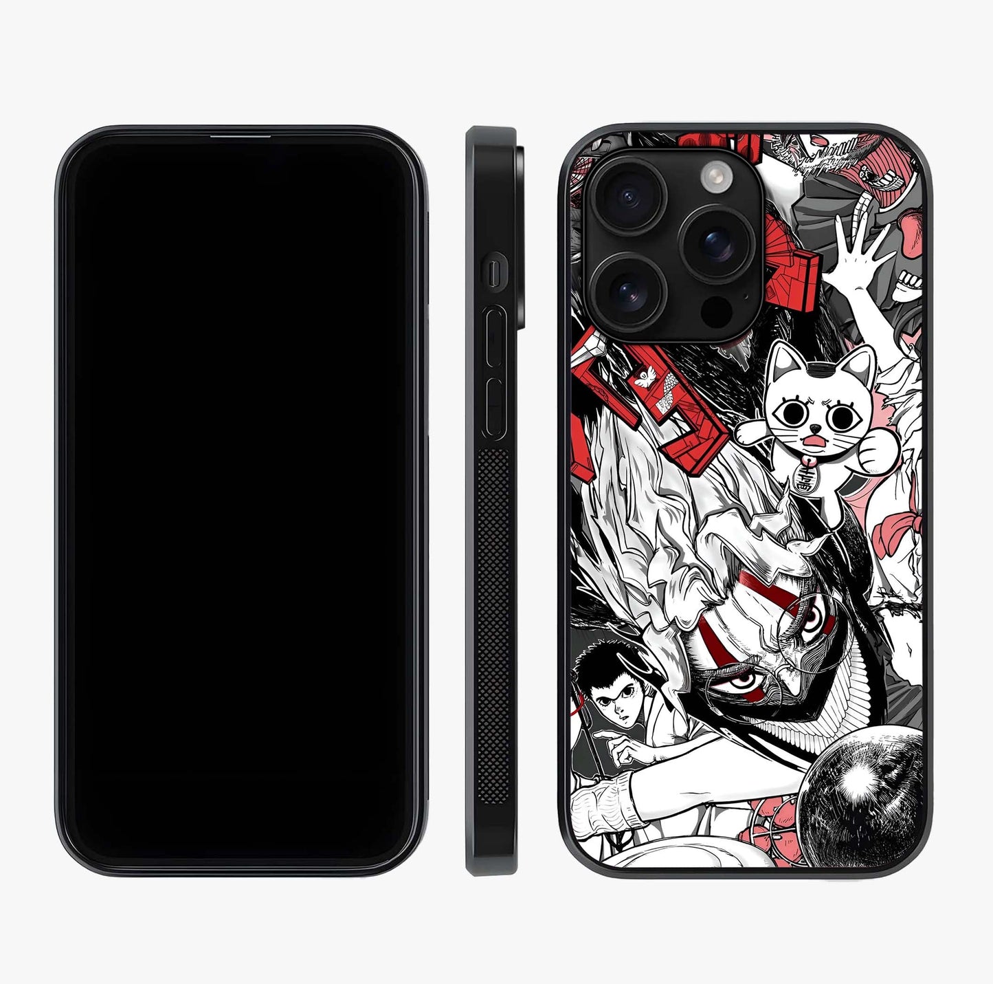 Crimson Chaos Panel Glass Case displayed upright for full design visibility and premium finish.