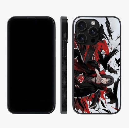 Crimson Crow Illusion Glass Case displayed upright for full design visibility and premium finish.