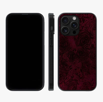 Crimson Fade Flow Glass Case displayed upright for full design visibility and premium finish.