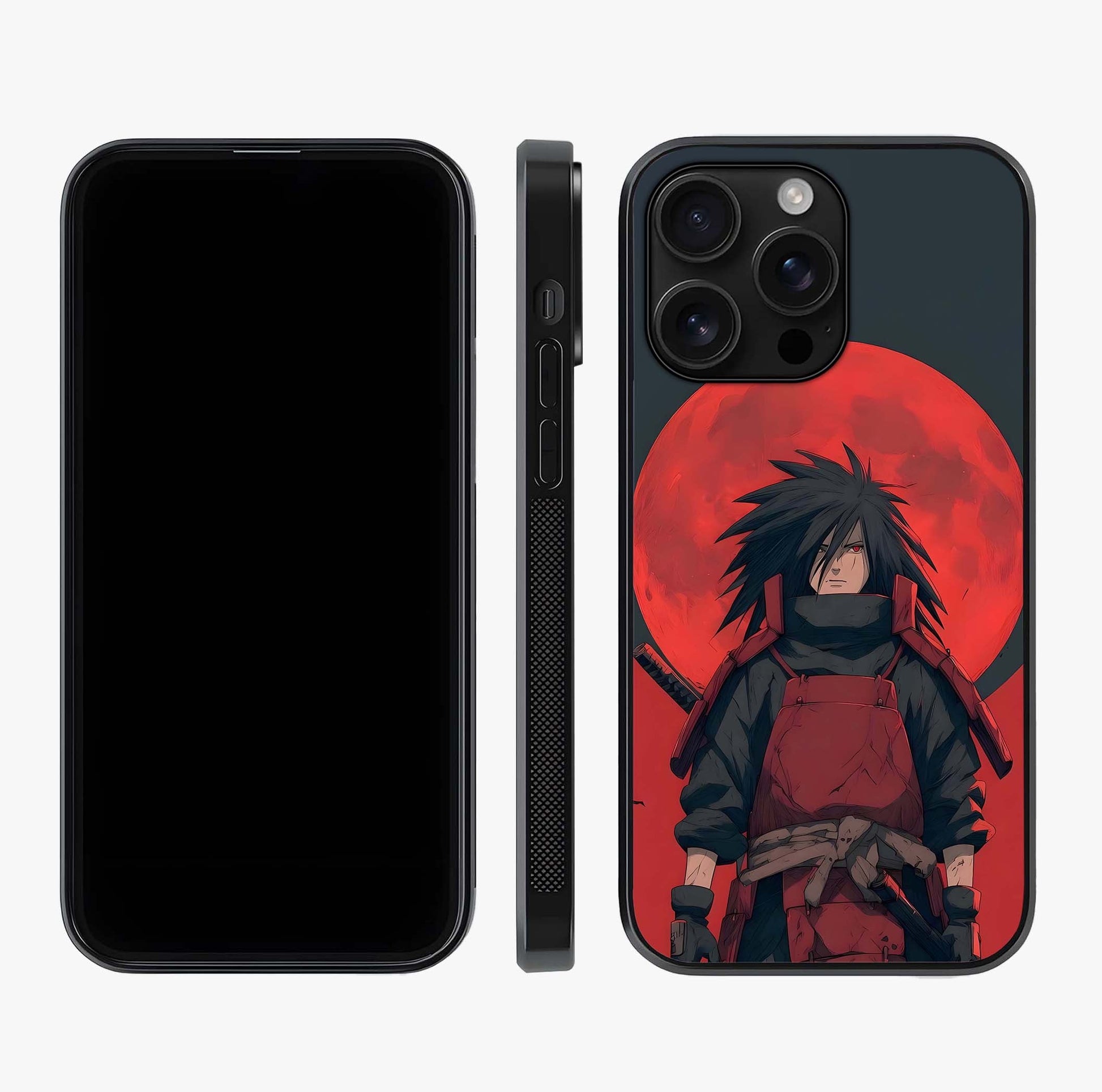 Crimson Moon Warlord Glass Case displayed upright for full design visibility and premium finish.
