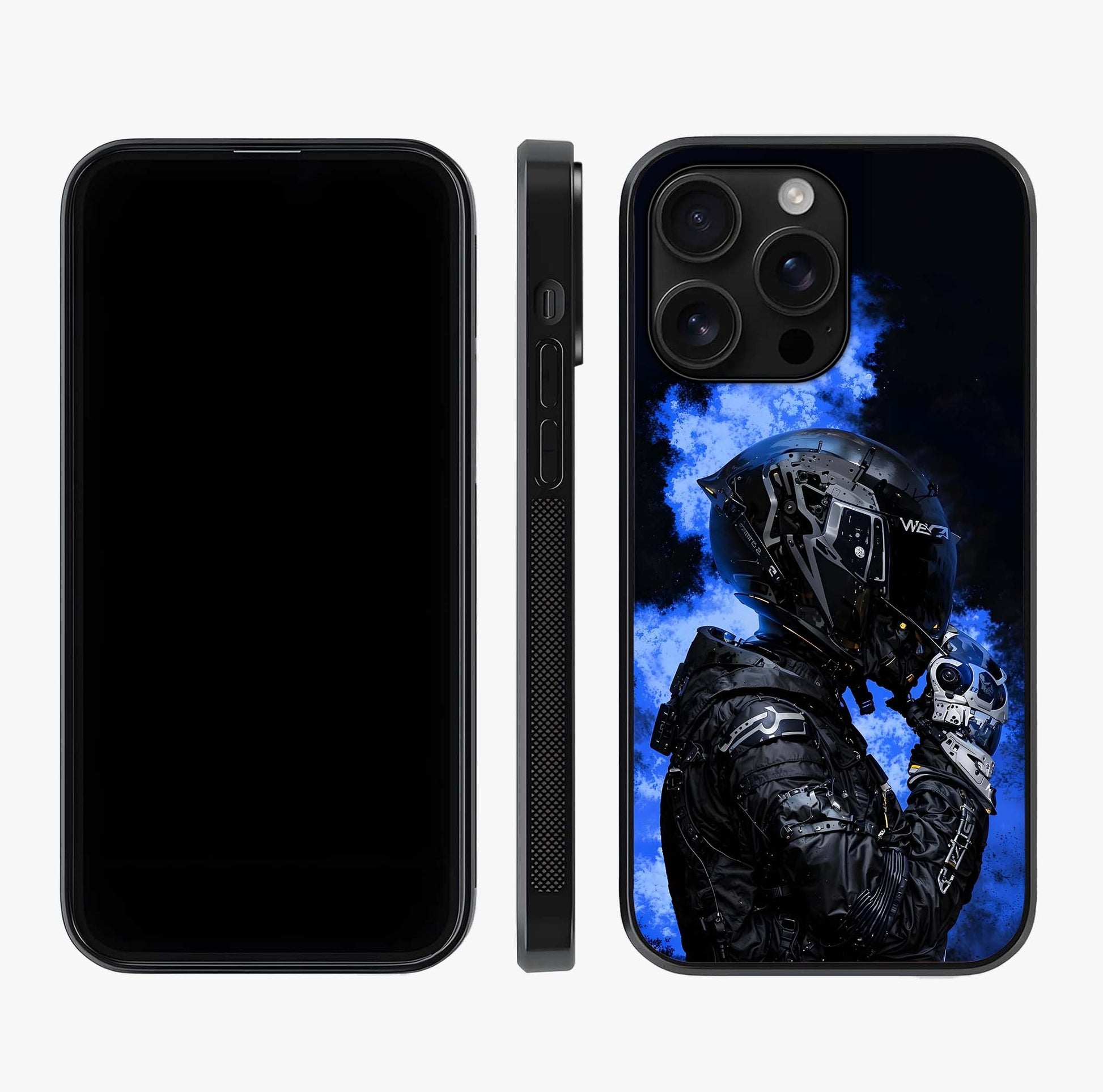 Cyber Sentinel Protocol Glass Case displayed upright for full design visibility and premium finish.