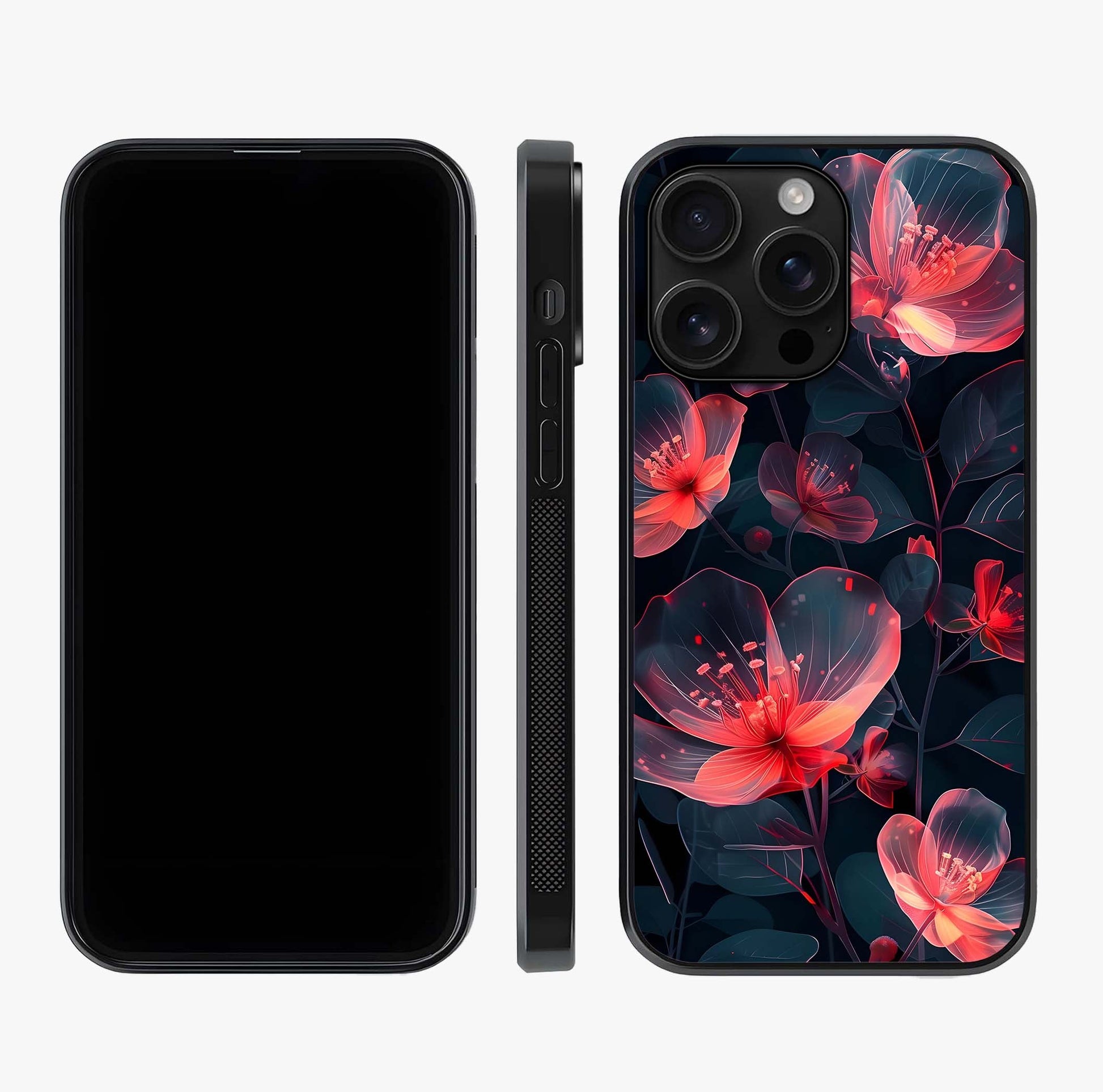 Dark Shade Of Flower Glass Case displayed upright for full design visibility and premium finish.