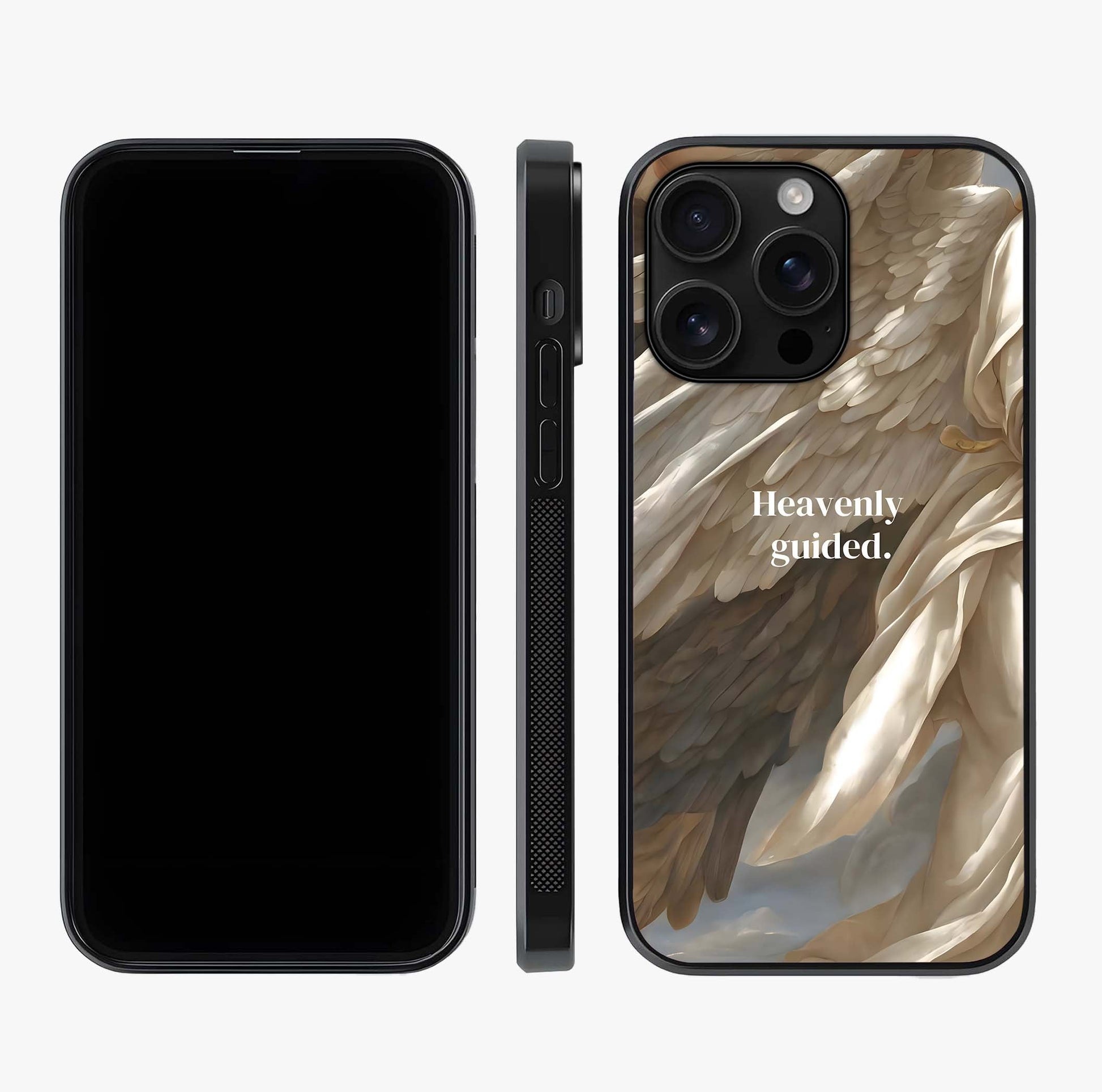 Divine Winged Grace Glass Case displayed upright for full design visibility and premium finish.