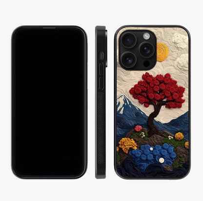 Eternal Nature Tapestry Glass Case displayed upright for full design visibility and premium finish.