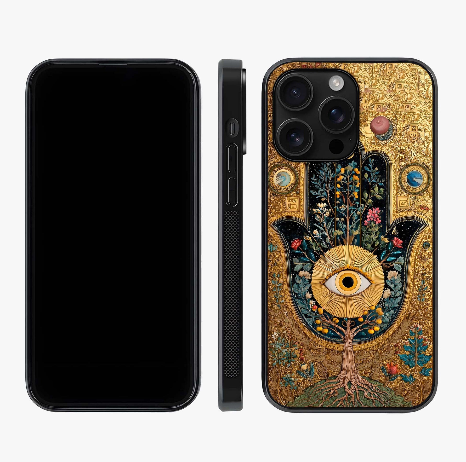 Ethereal Evil Eye Glass Case displayed upright for full design visibility and premium finish.