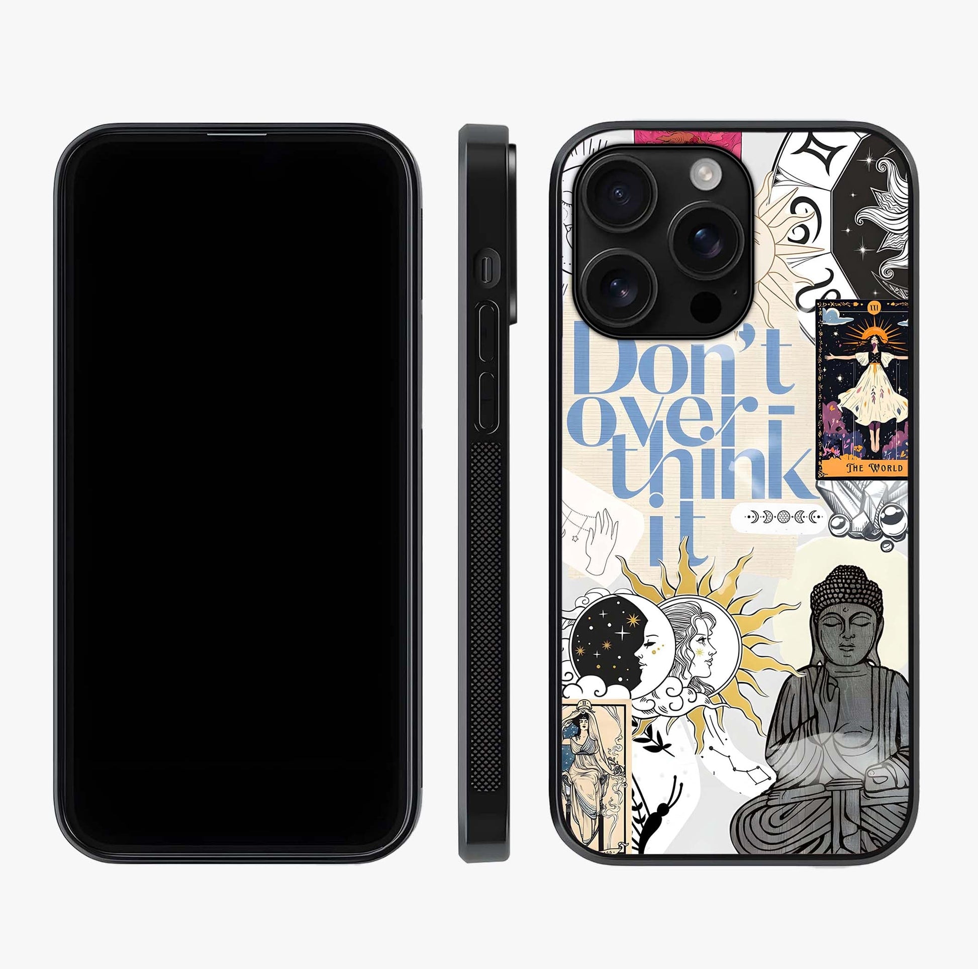 Ethereal Thoughts Glass Case displayed upright for full design visibility and premium finish.