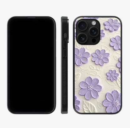 Floral Wall Art With Purple Flowers Glass Case displayed upright for full design visibility and premium finish.