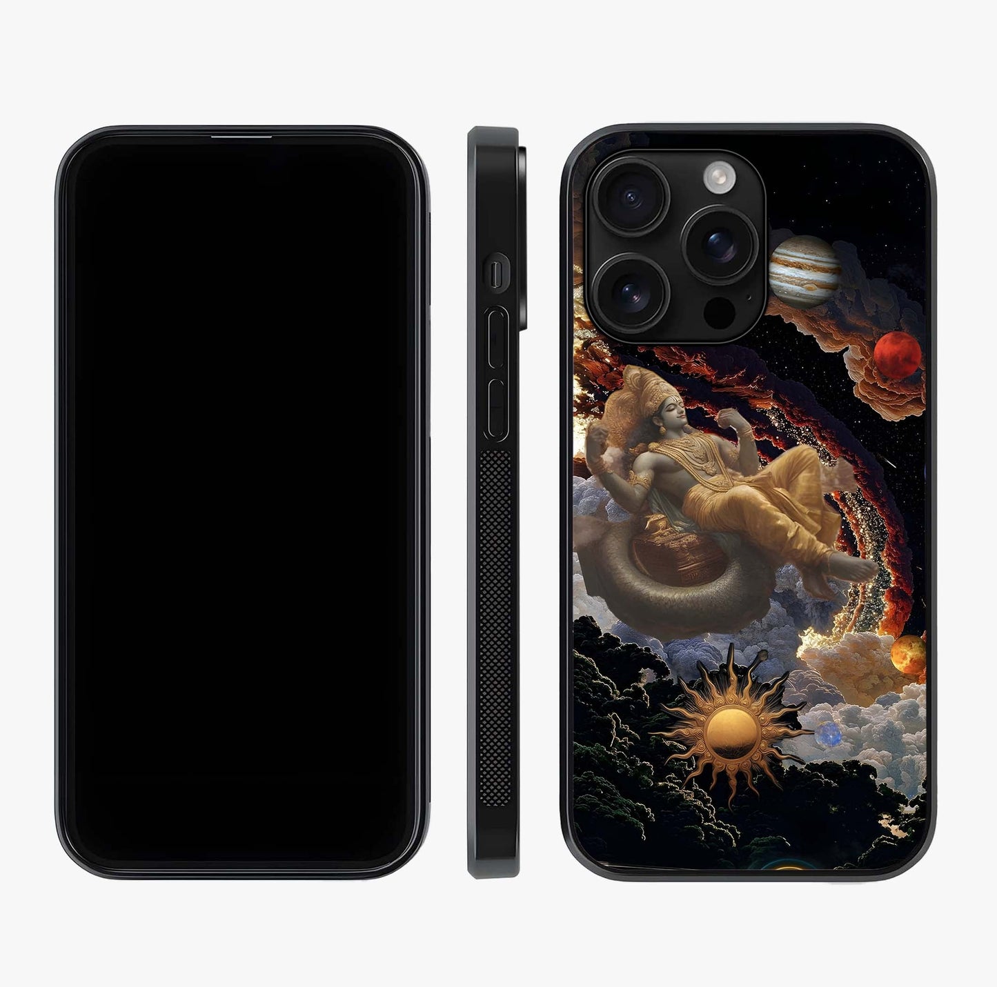 Galactic Divine God Glass Case displayed upright for full design visibility and premium finish.