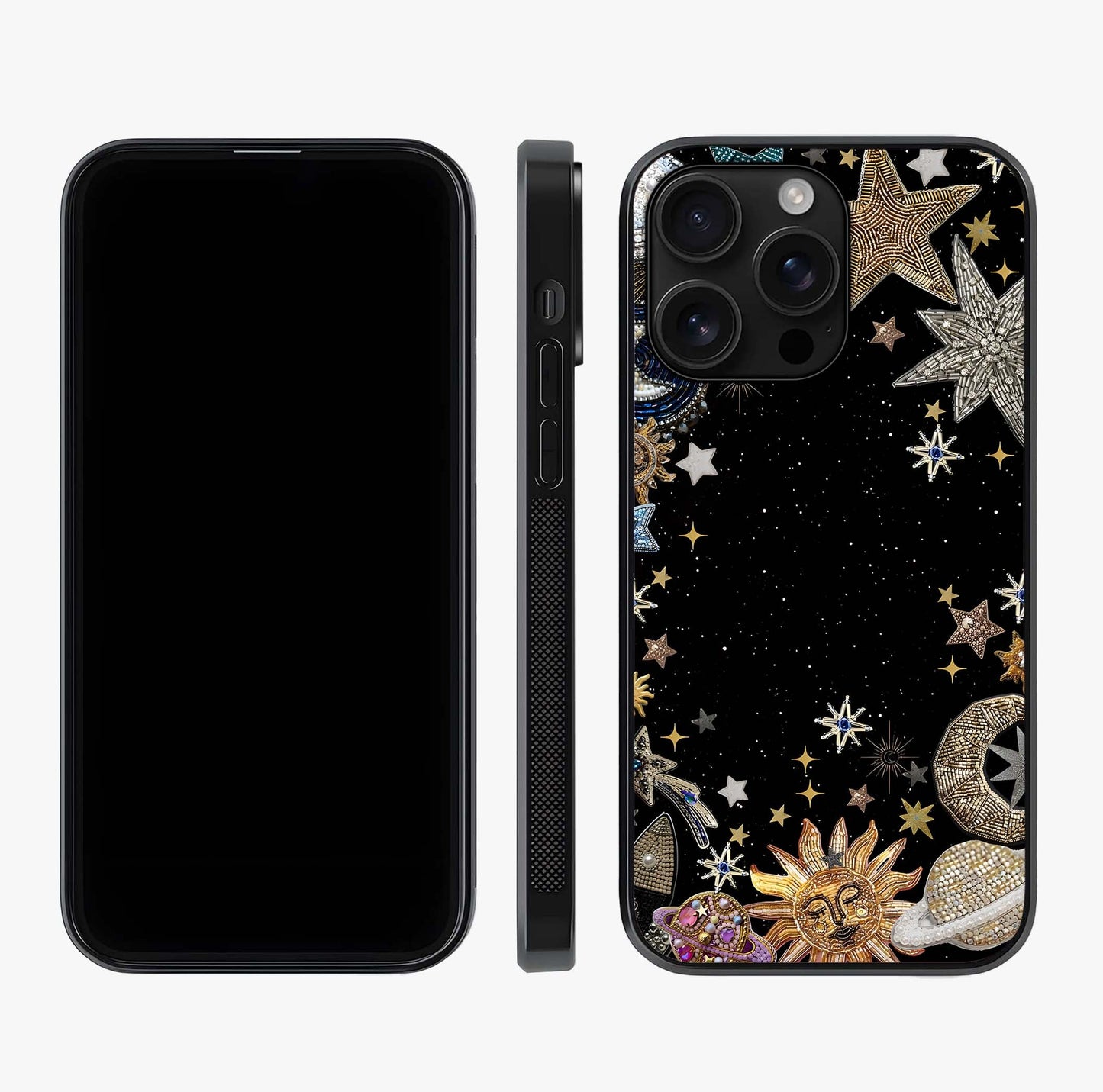 Galactic Jewel Stars Glass Case displayed upright for full design visibility and premium finish.