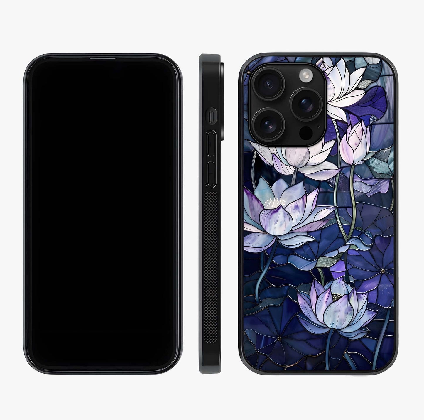 Gloss Petal Rush Glass Case displayed upright for full design visibility and premium finish.