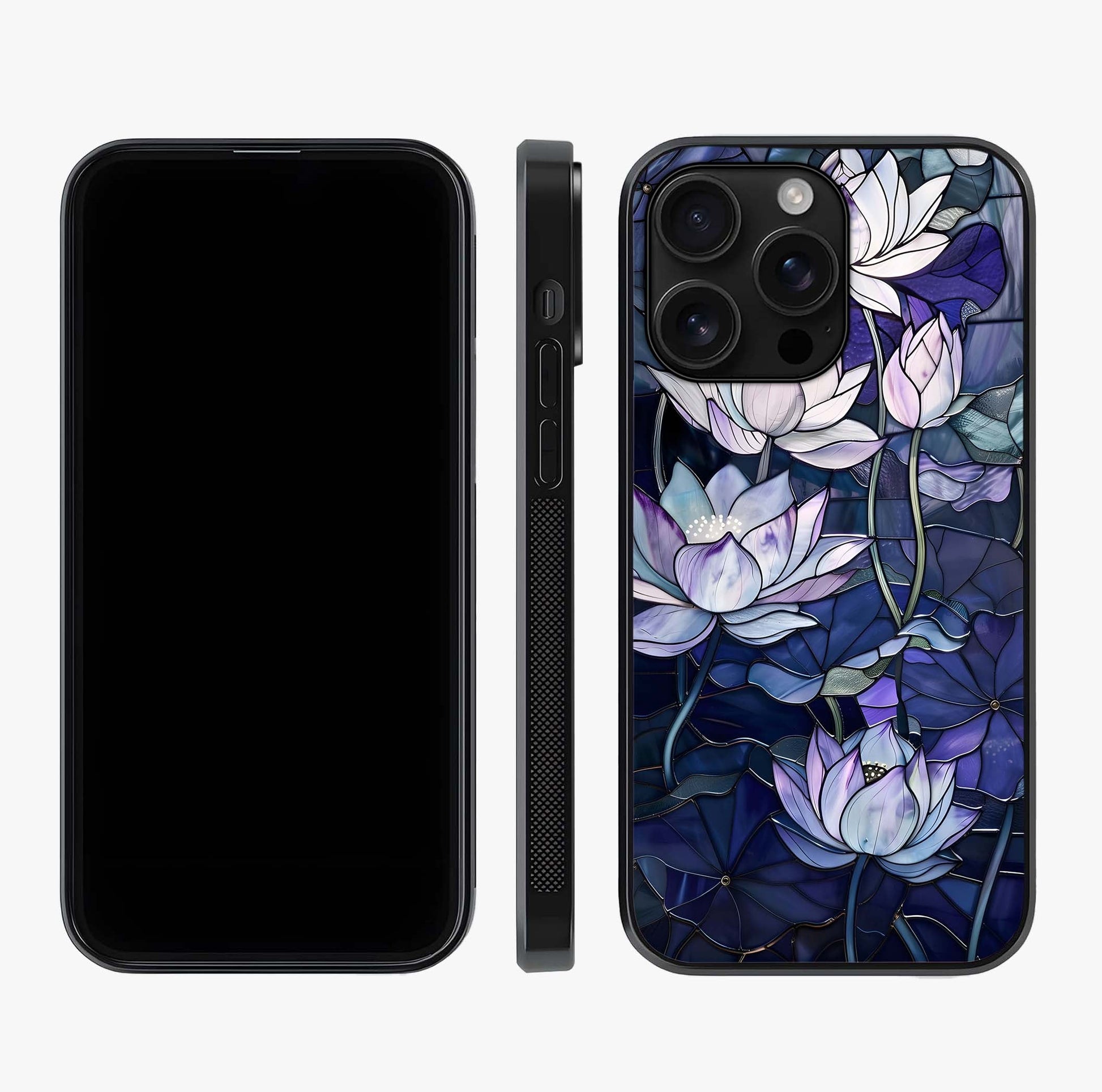 Gloss Petal Rush Glass Case displayed upright for full design visibility and premium finish.