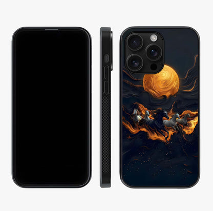 Golden Stallion Moonride Glass Case displayed upright for full design visibility and premium finish.
