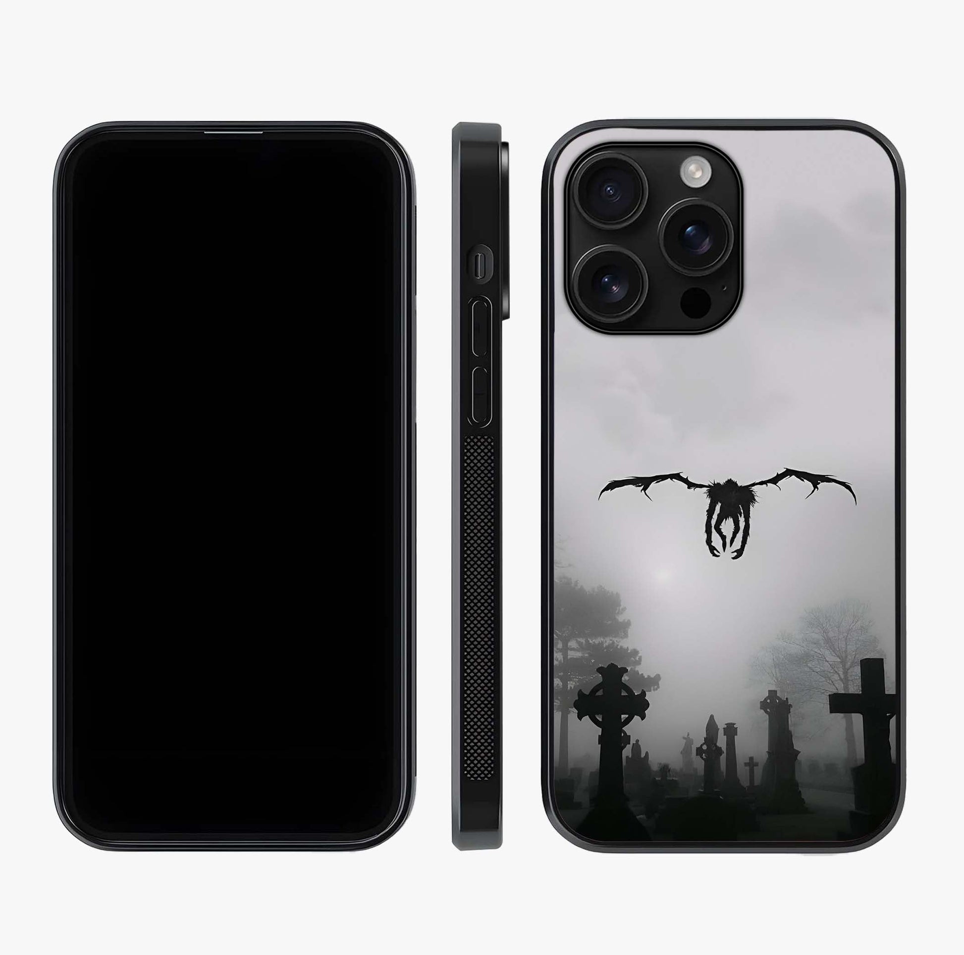 Graveyard Shadow Descent Glass Case displayed upright for full design visibility and premium finish.