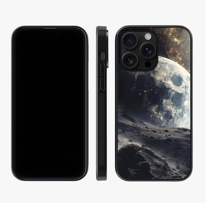 Lunar Horizon Glow Glass Case displayed upright for full design visibility and premium finish.