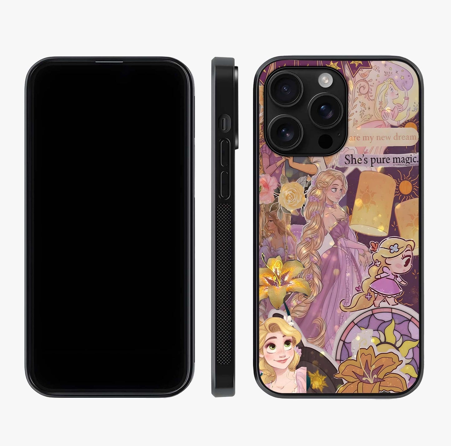 Magical Tangled Dream Glass Case displayed upright for full design visibility and premium finish.